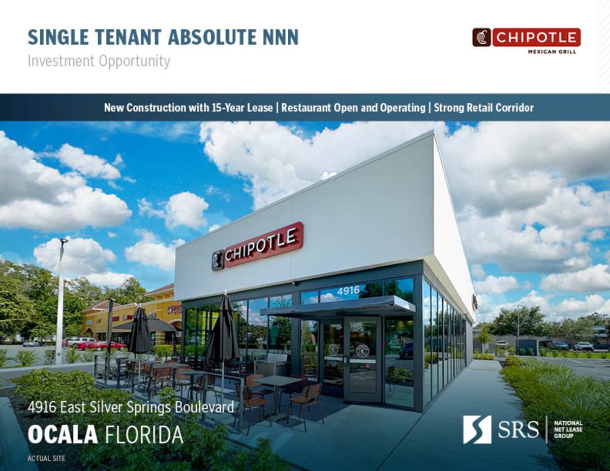 Ocala, FL Chipotle Retail investment sale in Ocala, Florida SRS