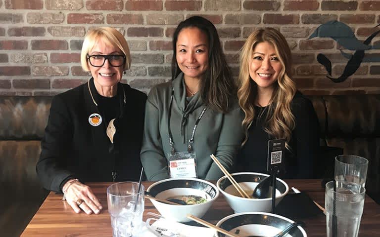 Ray Uttenhove, Lyndsy Yim, and Mylinh Cao at a SOAR event