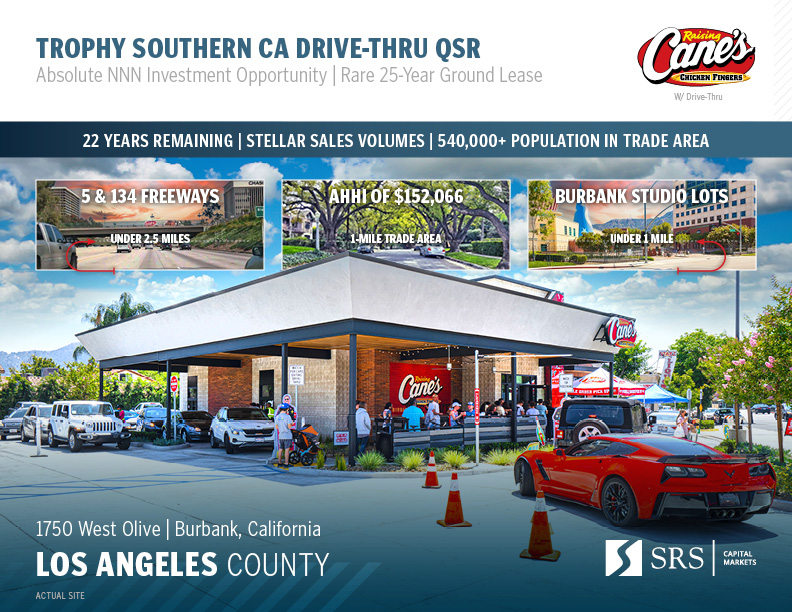 Burbank, CA Raising Cane's Retail investment sale in Burbank