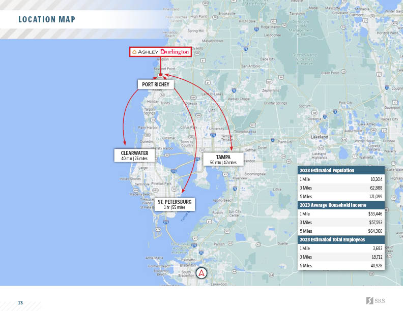 Port Richey, FL Burlington & Ashley Furniture Retail investment
