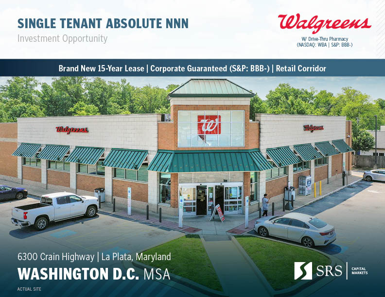 La Plata, MD Walgreens Retail investment sale in La Plata, Maryland
