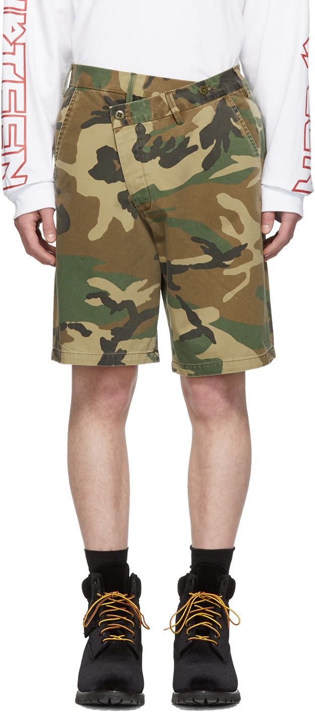 R13 Shorts Brown Camo Crossover Shorts