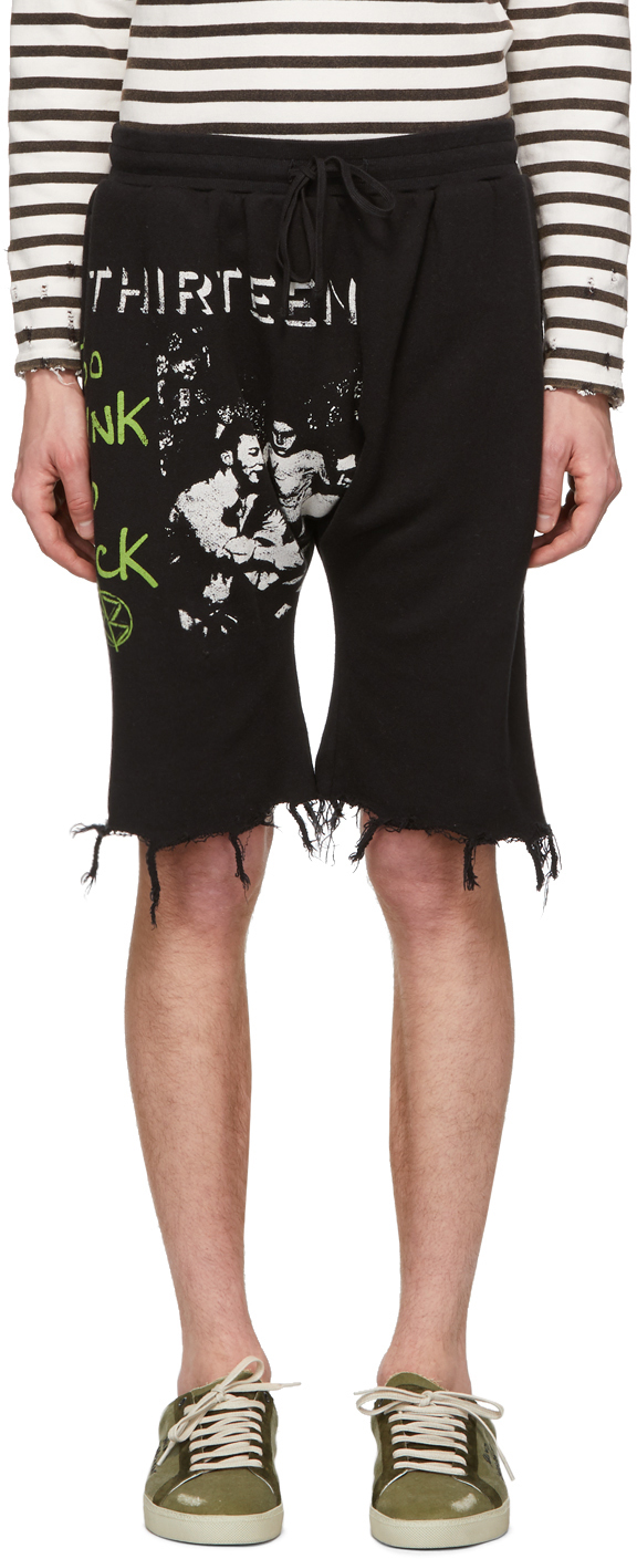 R13 Shorts Black 'Too Drunk' Shorts