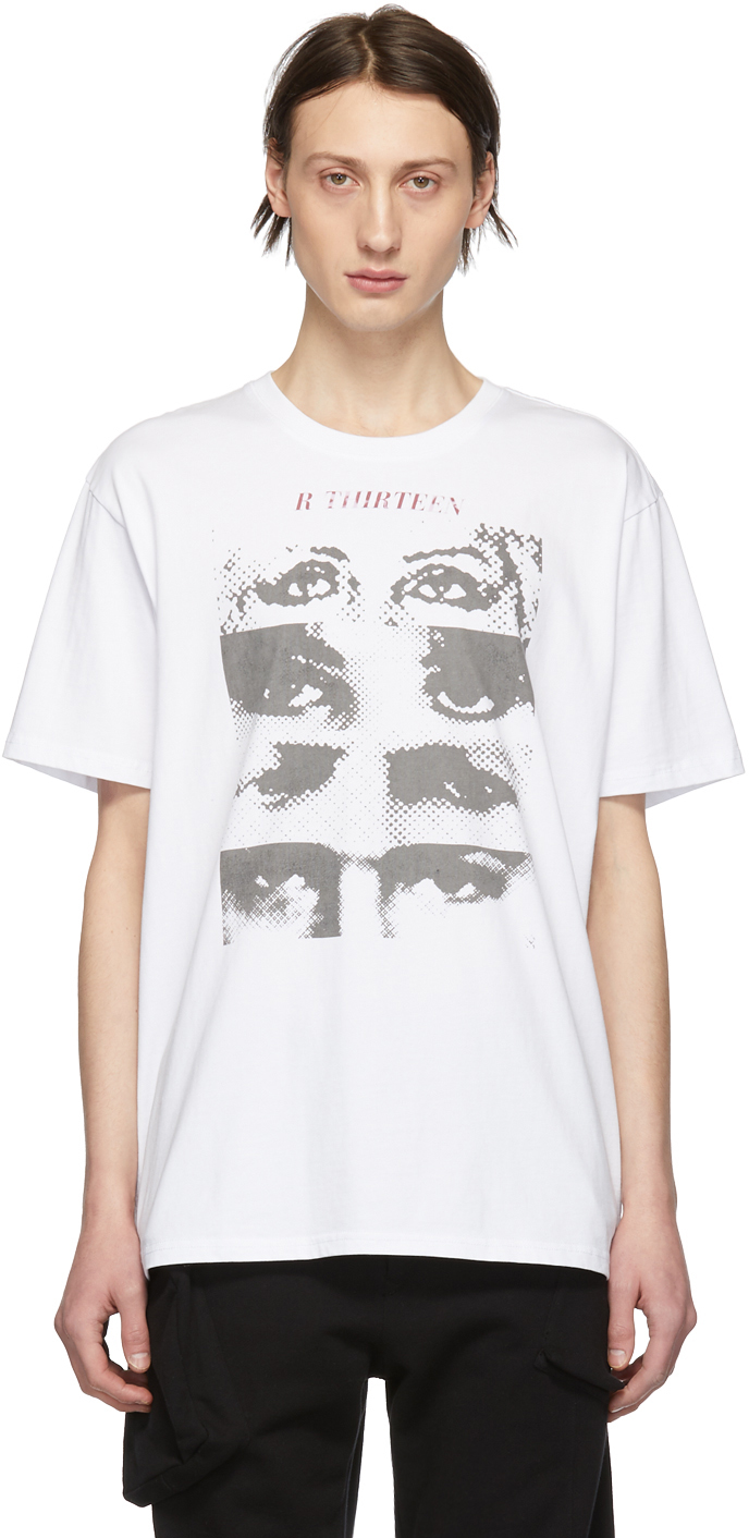 R13 T-shirts White 13 Eyes Curtis T-Shirt