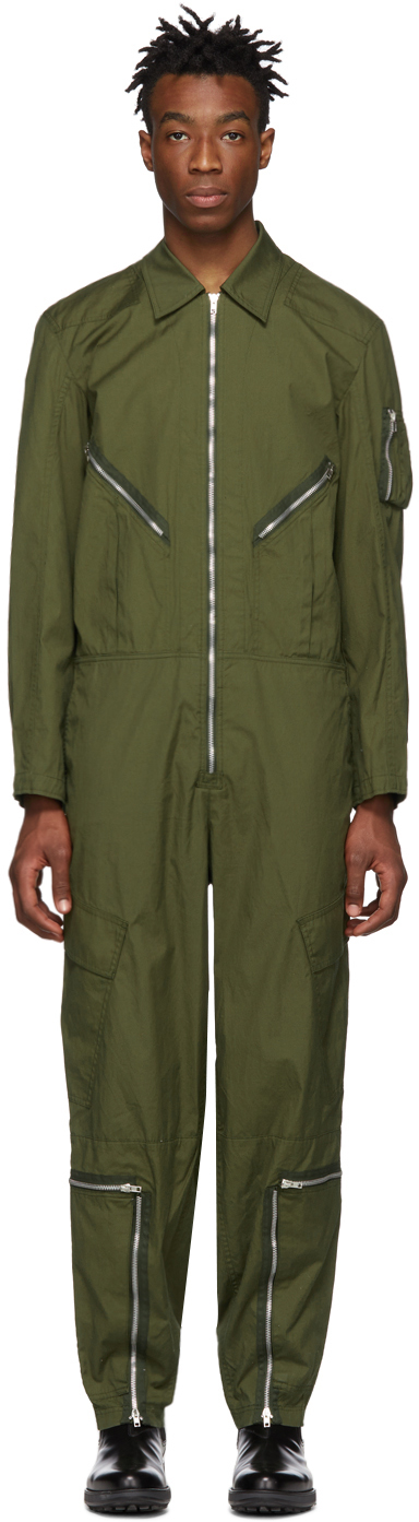 Helmut Lang Pants Green Aviator Jumpsuit
