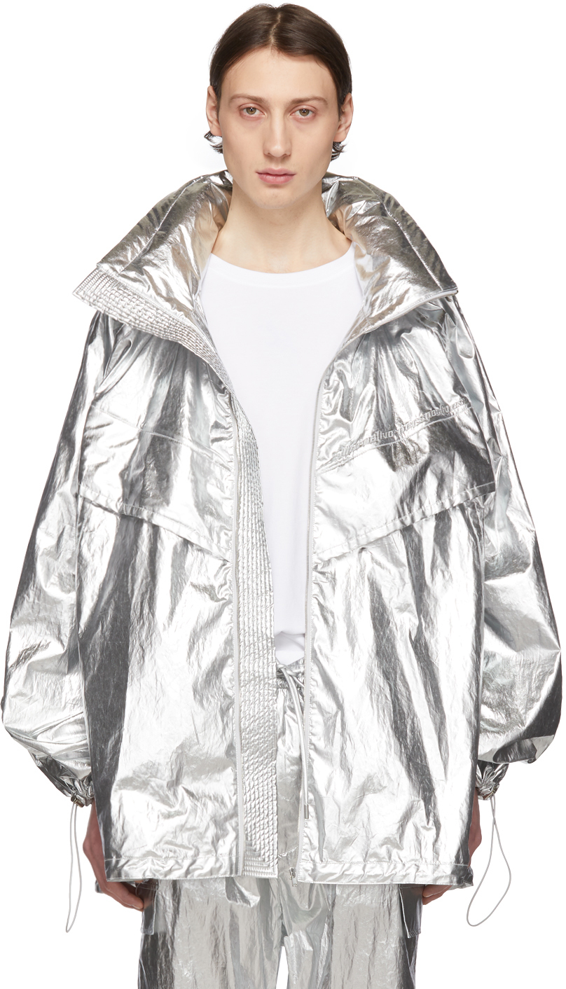 Juun.j Coats Silver 'The Altered Tech' Zip-Up Coat