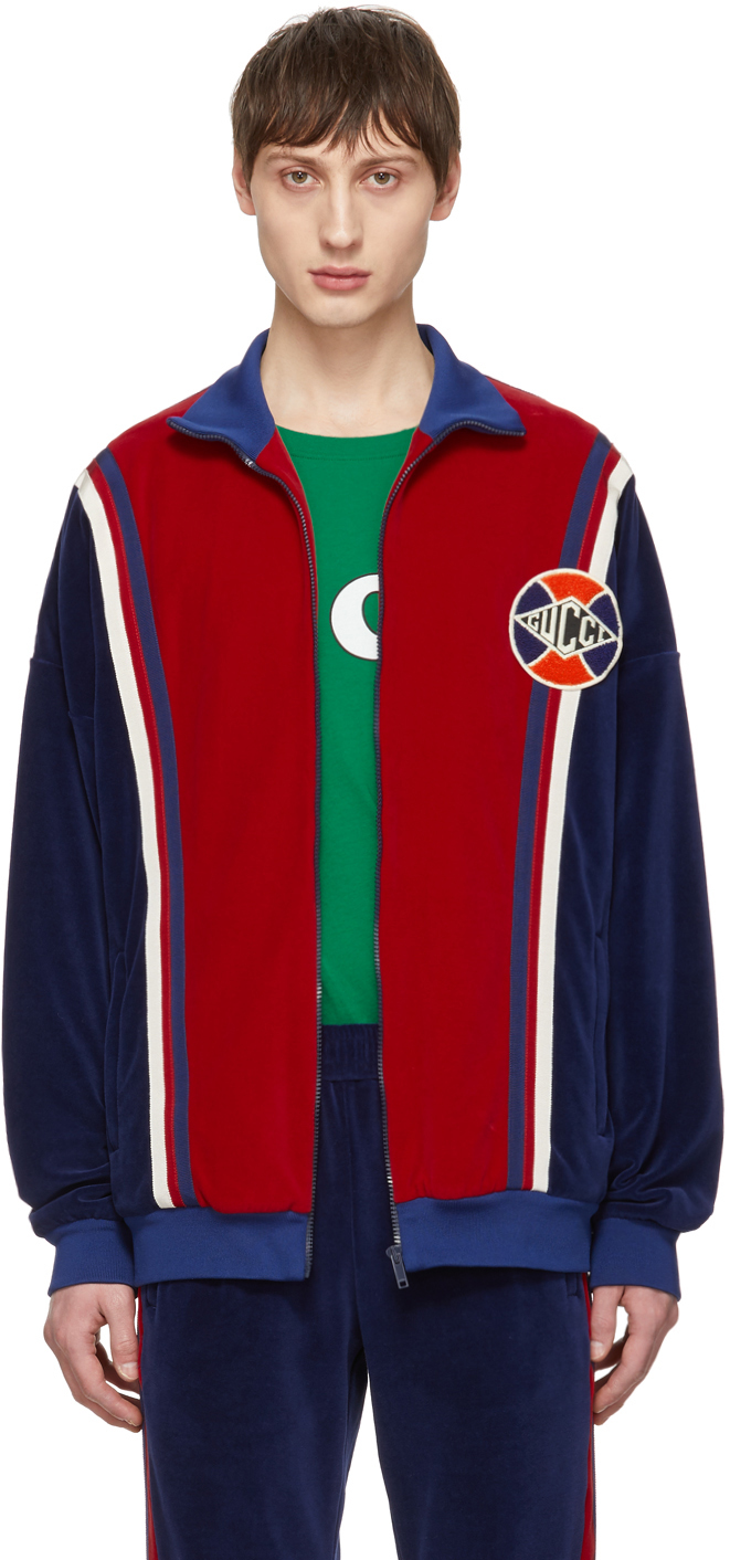red and blue gucci jacket