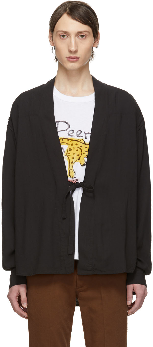 Visvim T-shirts Black Rayon Lhamo Shirt