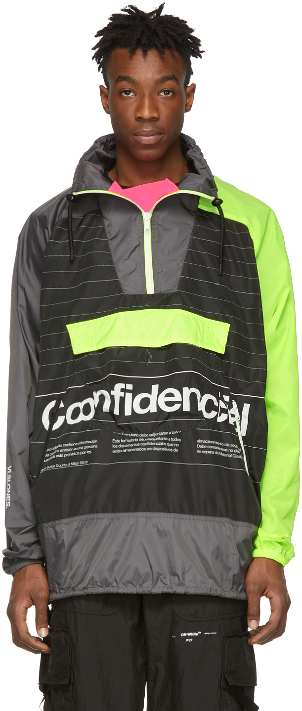 Marcelo Burlon County Of Milan Jackets Multicolor Lettering Windbreaker Jacket