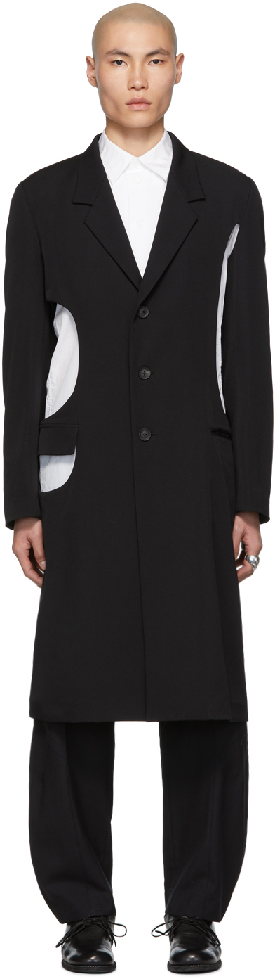 Yohji Yamamoto Coats Black K-Holed Coat