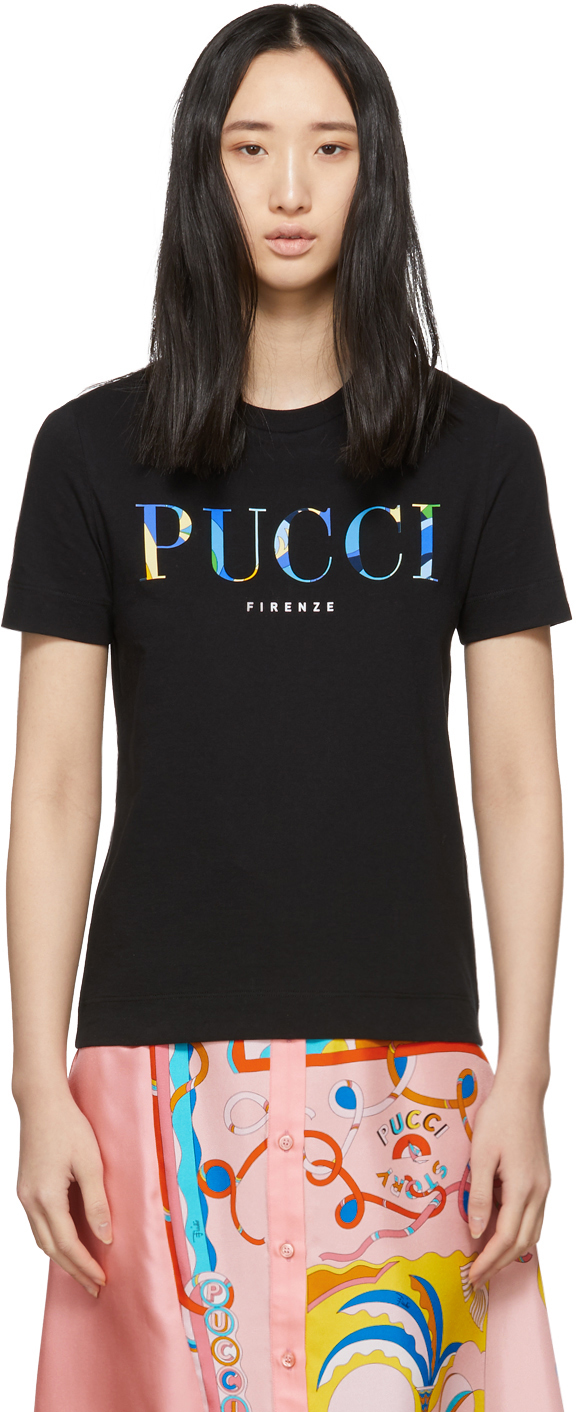 Emilio Pucci T-shirts Black Logo T-Shirt