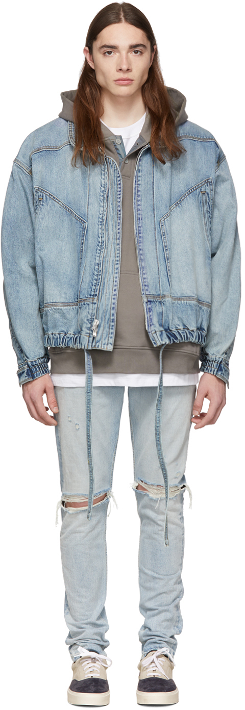 Fear Of God Jackets Indigo Denim Track Jacket