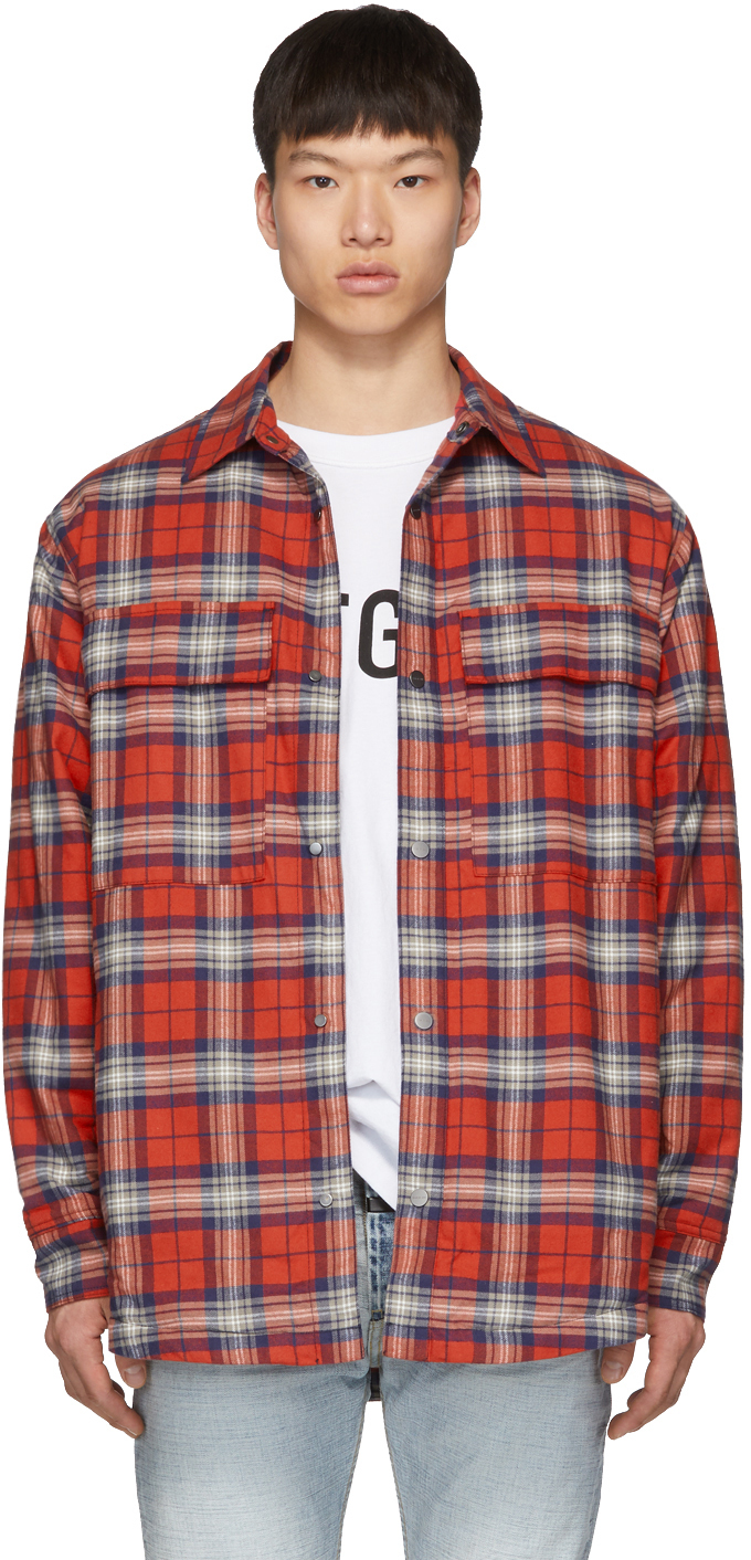 Fear Of God Jackets Red Flannel Shirt Jacket