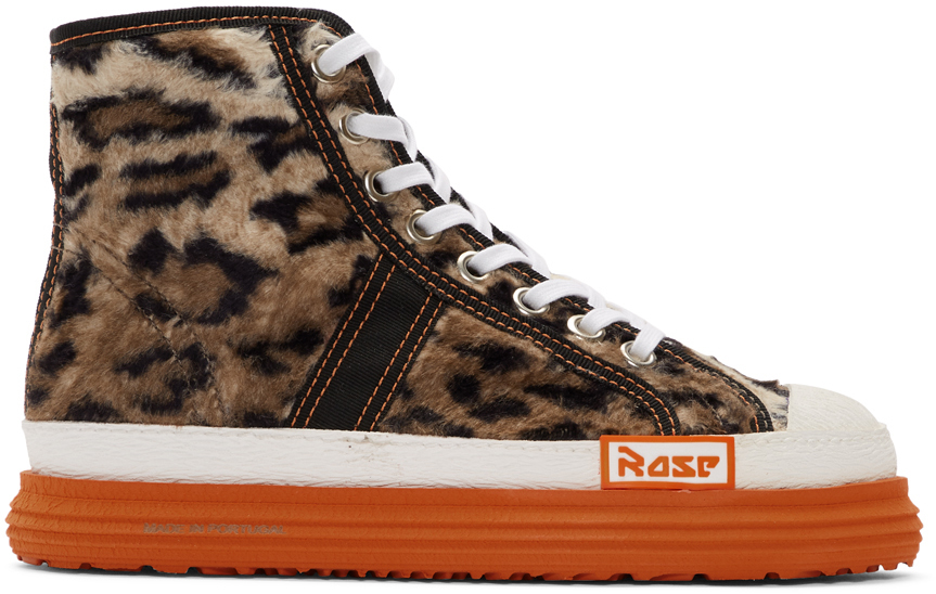 Martine Rose Sneakers Beige Leopard Basketball Sneakers
