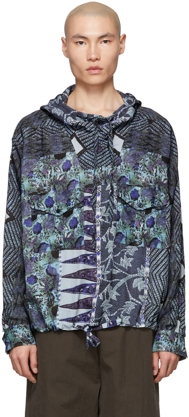 Martine Rose T-shirts Blue Mandela Hooded Shirt