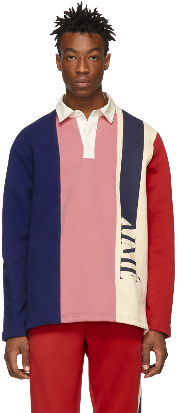 Aimé Leon Dore Accessories Navy & Pink French Terry Rugby Polo