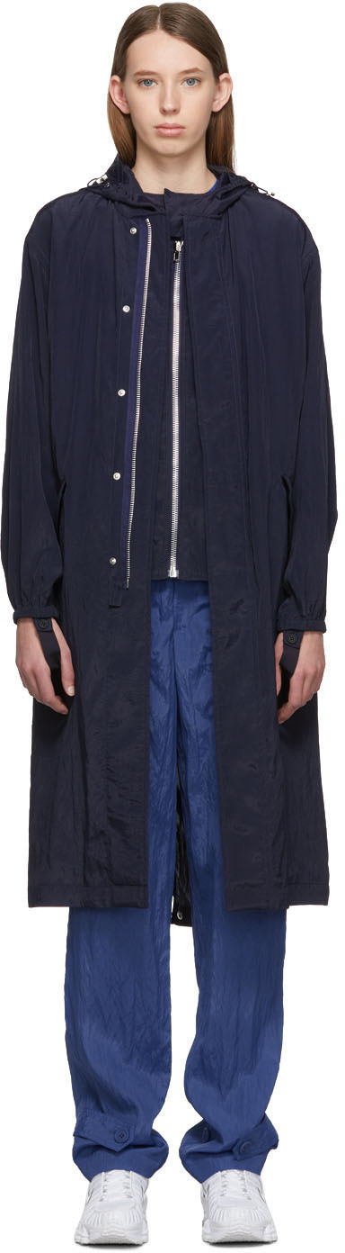 Helmut Lang Coats Navy Sheer Parka