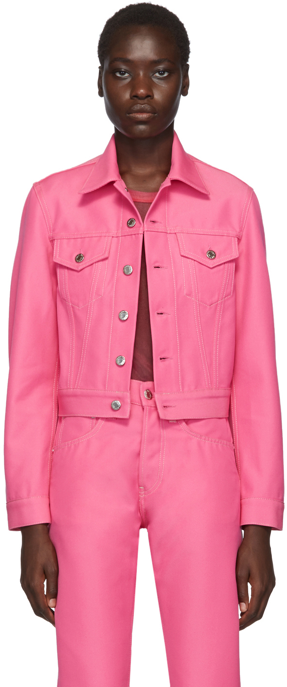 Helmut Lang Jackets Pink Denim Masc Trucker Jacket