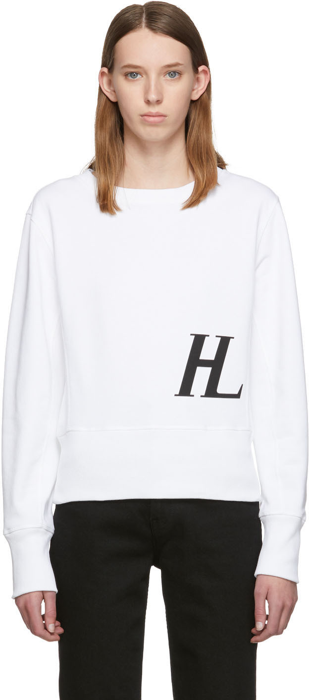 Helmut Lang T-shirts White Femme Crew Sweatshirt
