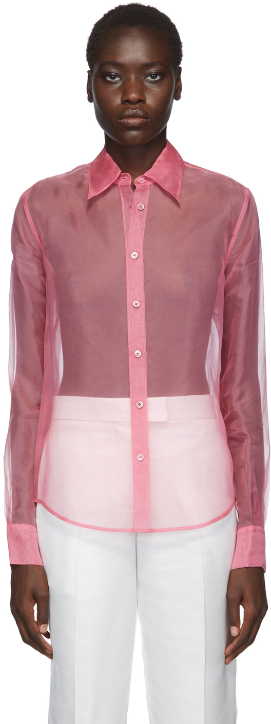 Helmut Lang T-shirts Pink Organza Shirt