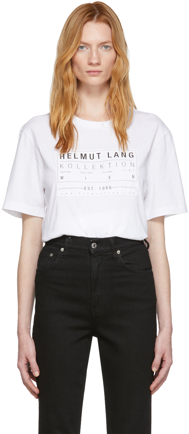 Helmut Lang T-shirts White Patch T-Shirt