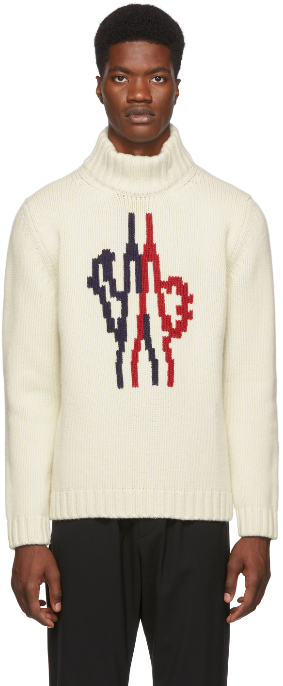Moncler Genius Tops Off-White Logo Maglione Turtleneck