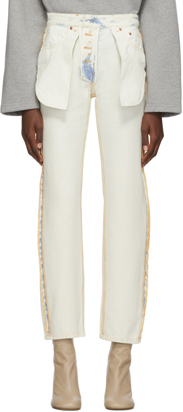 Mm6 Maison Margiela Jeans Blue & White Inside-Out Jeans