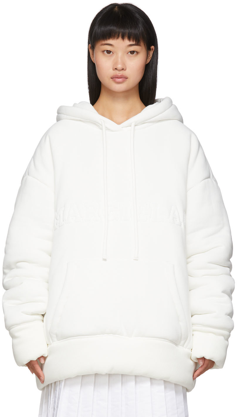 Mm6 Maison Margiela Accessories White Padded Logo Hoodie