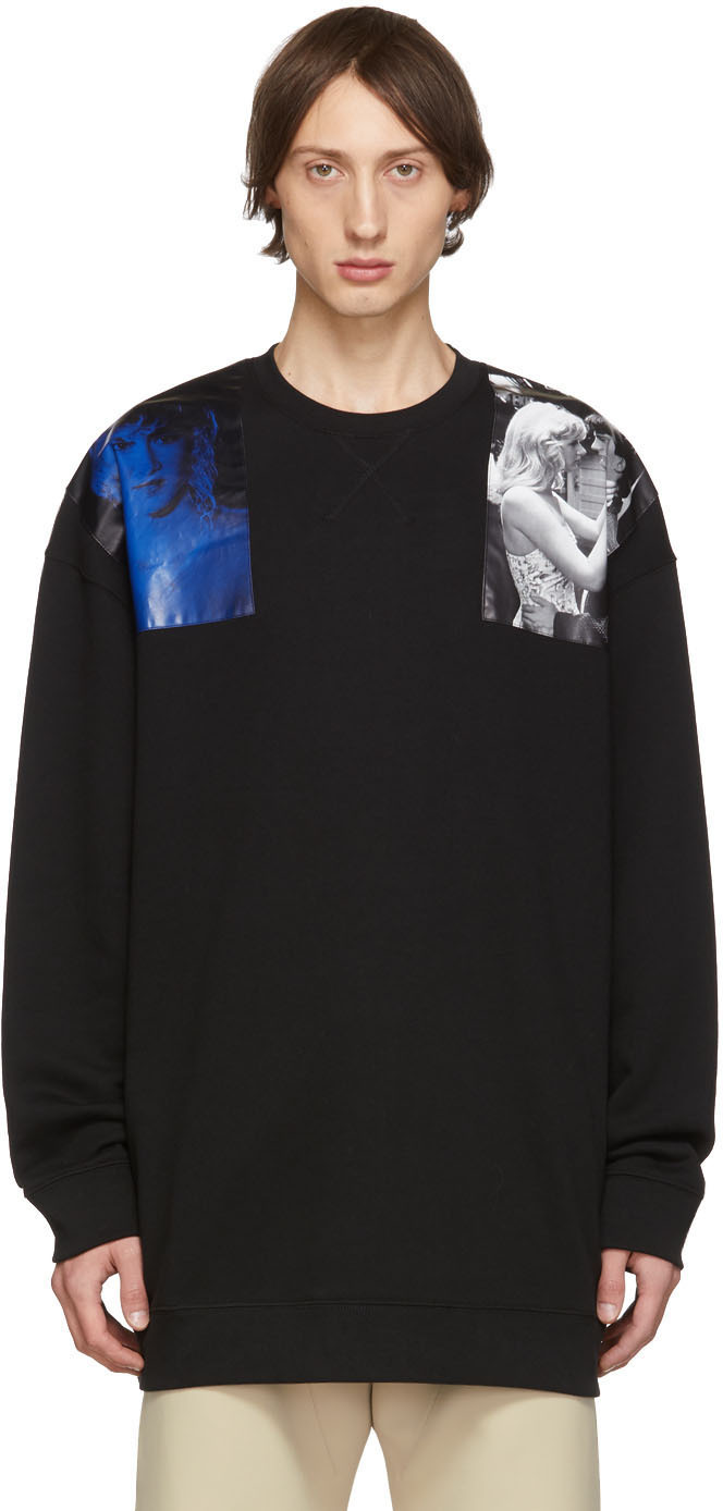 Raf Simons T-shirts Black Oversized Patches Sweatshirt