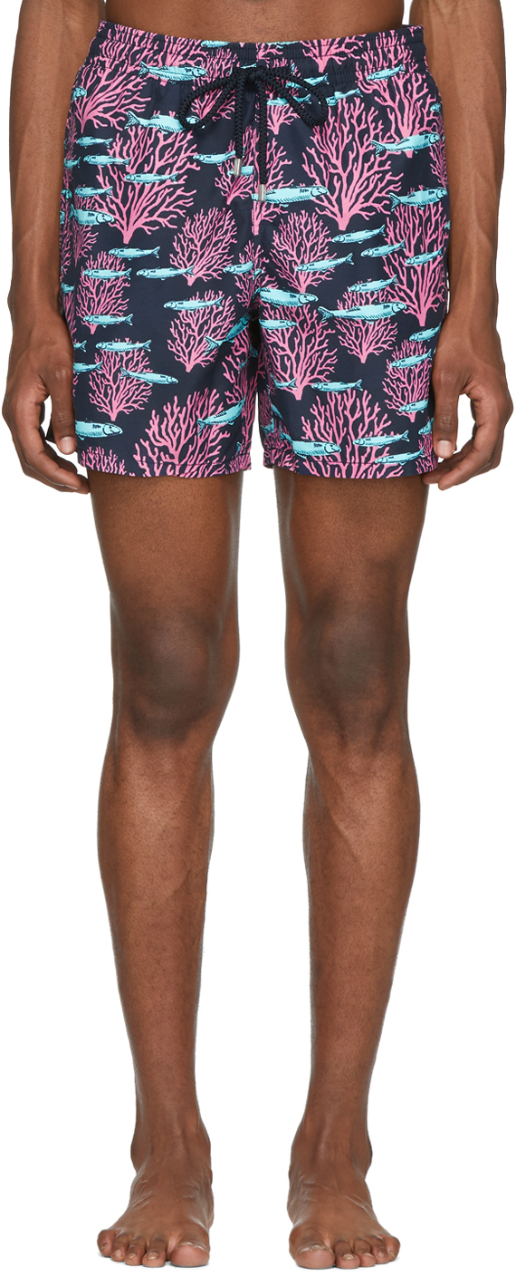 Vilebrequin Beachwear Navy Coral Moorea Swim Shorts