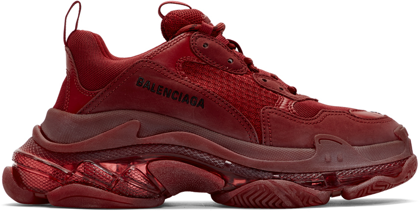 Balenciaga Black and Burgundy Track Sneakers