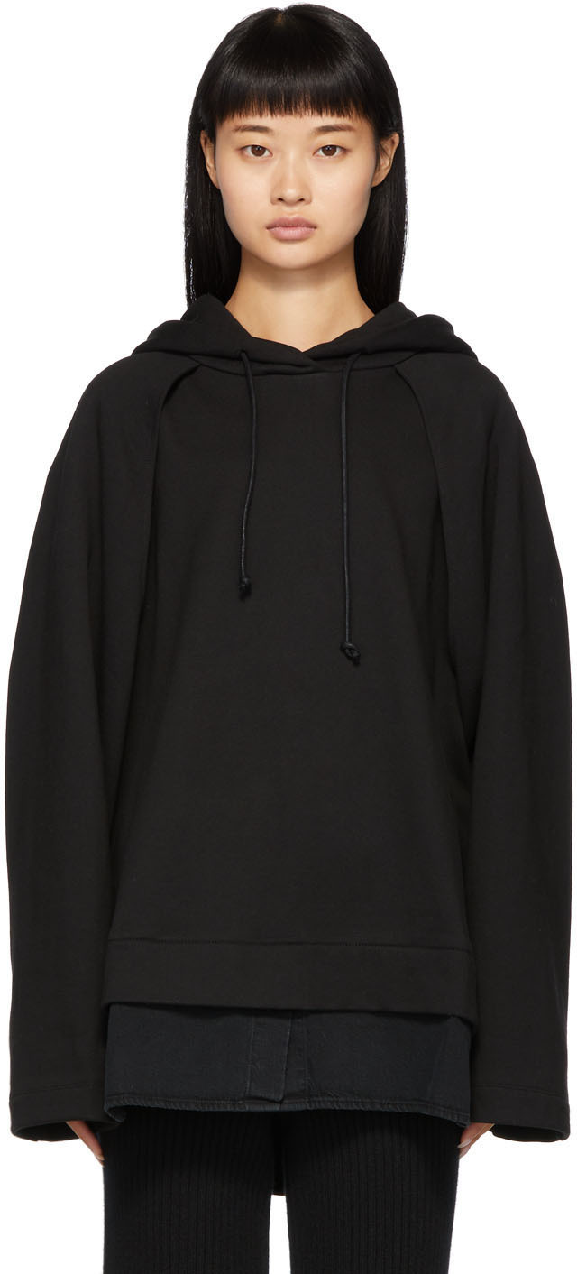 Juun.j Accessories Black Sleeve Detail Hoodie