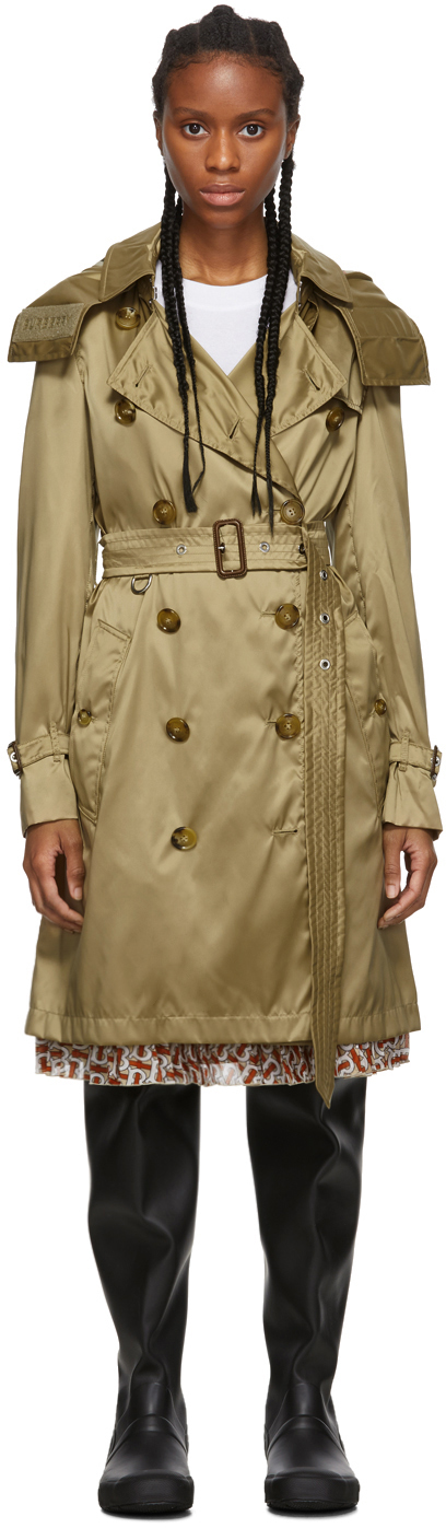 Burberry Coats Beige Nylon Kensington Trench Coat