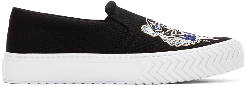Kenzo Sneakers Black Tiger K-Skate Slip-On Sneakers
