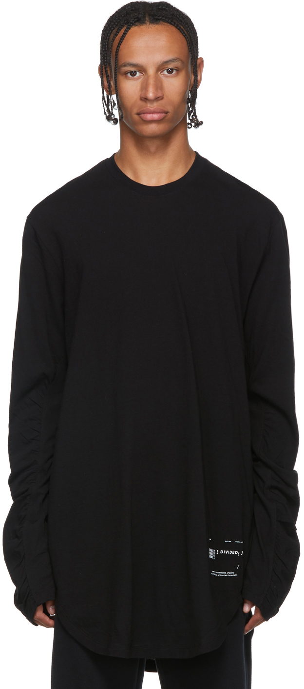 Julius T-shirts Black Draped Long Sleeve T-Shirt