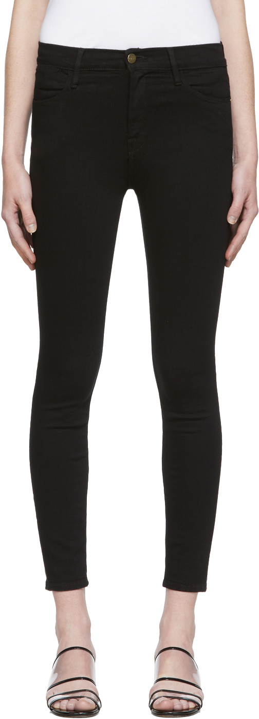 Frame Jeans Black 'Le High Skinny' Jeans