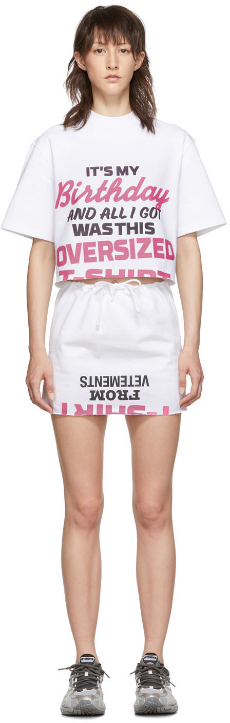 Vetements Dresses White 'Happy Birthday' T-Shirt Dress Set