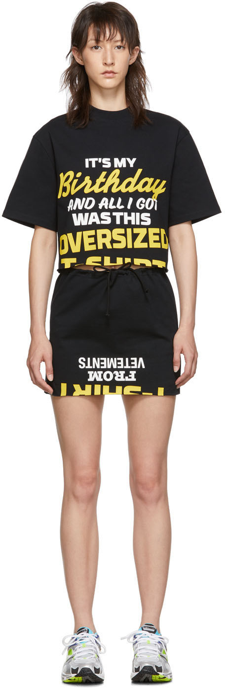 Vetements Dresses Black 'Happy Birthday' T-Shirt Dress Set