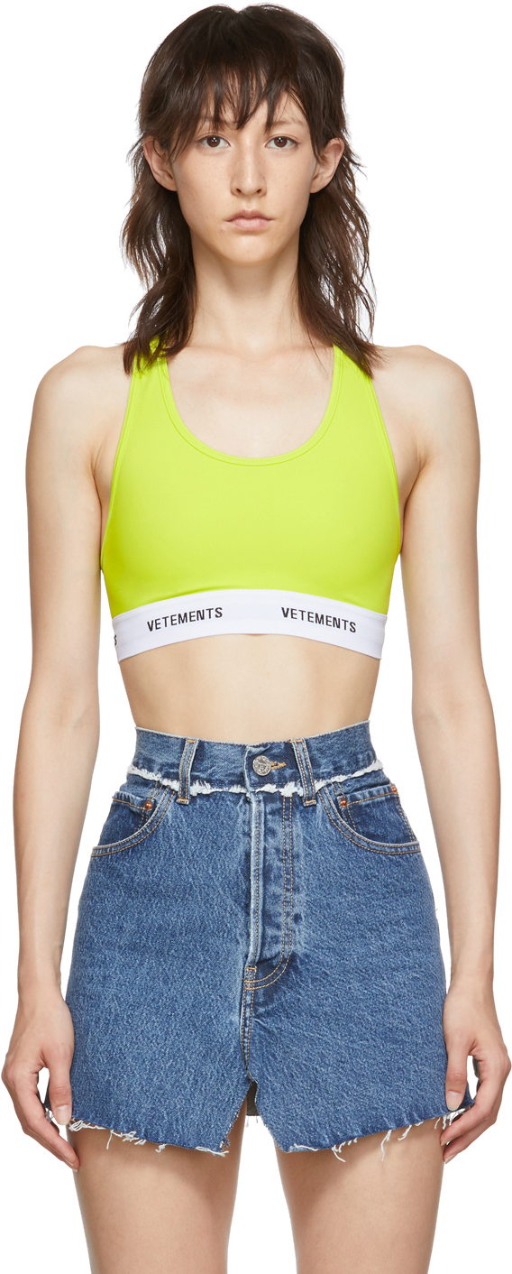 Vetements Accessories Yellow Logo Band Sports Bra