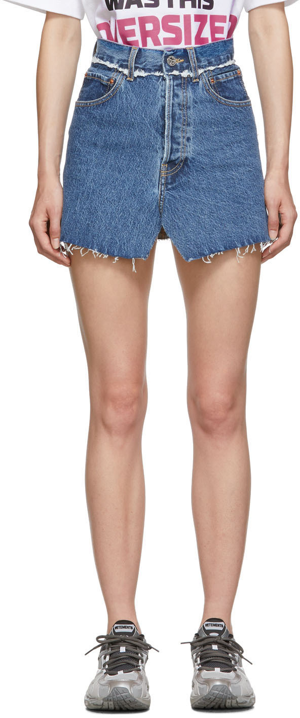 Vetements Shorts Blue Denim Miniskirt