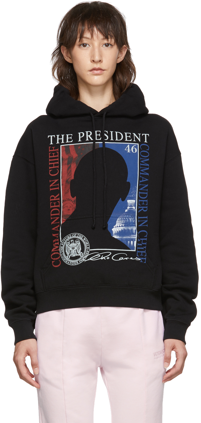 Vetements Accessories Black President Print Hoodie