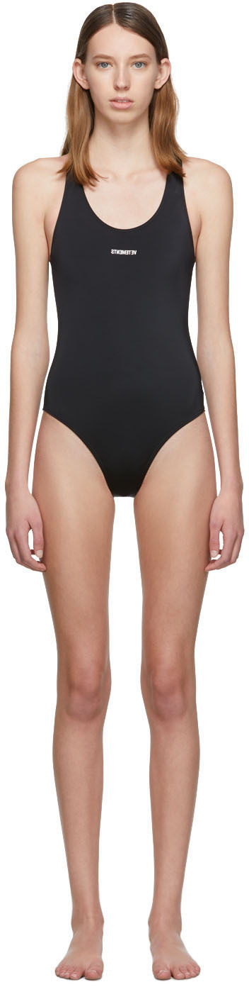 Vetements Beachwear Black Logo Baywatch One-Piece Swimsuit