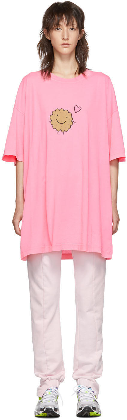 Vetements T-shirts Two-Pack Pink Milk Cookie Couple T-Shirt