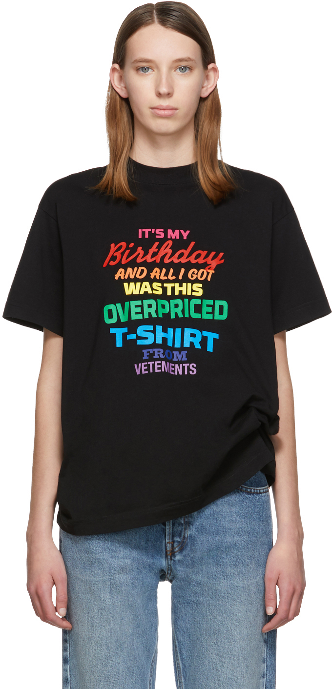 Vetements T-shirts Black 'Birthday' T-Shirt
