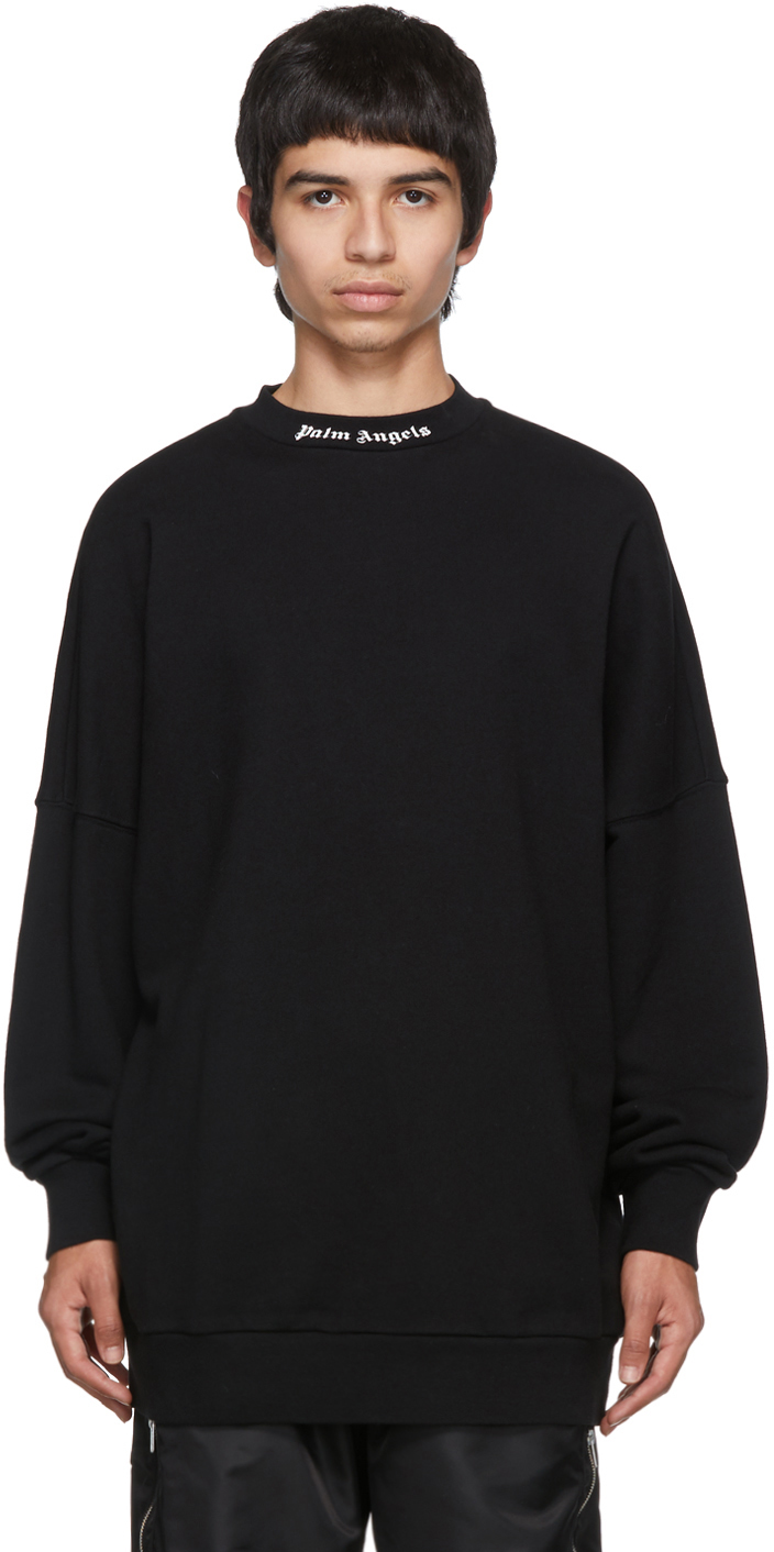 Palm Angels T-shirts Black Logo Sweatshirt