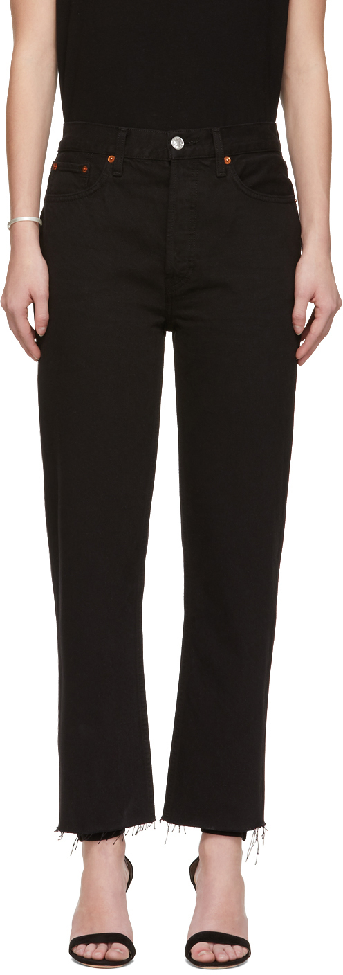 Re/done Jeans Black High-Rise Stove Pipe Jeans