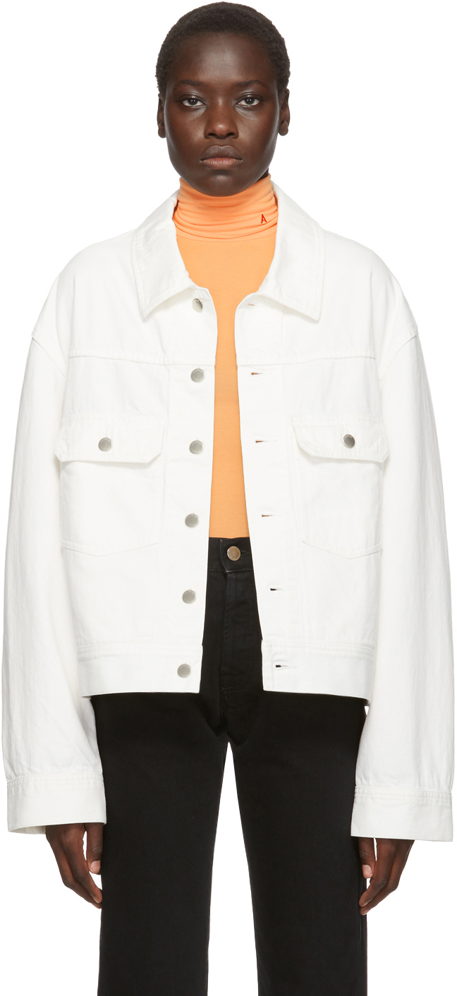 Ambush Jackets White Denim Logo-Stamped Jacket