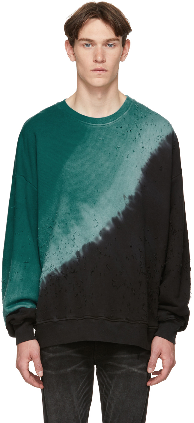 Amiri T-shirts Black & Green Tie-Dye Shotgun Sweatshirt