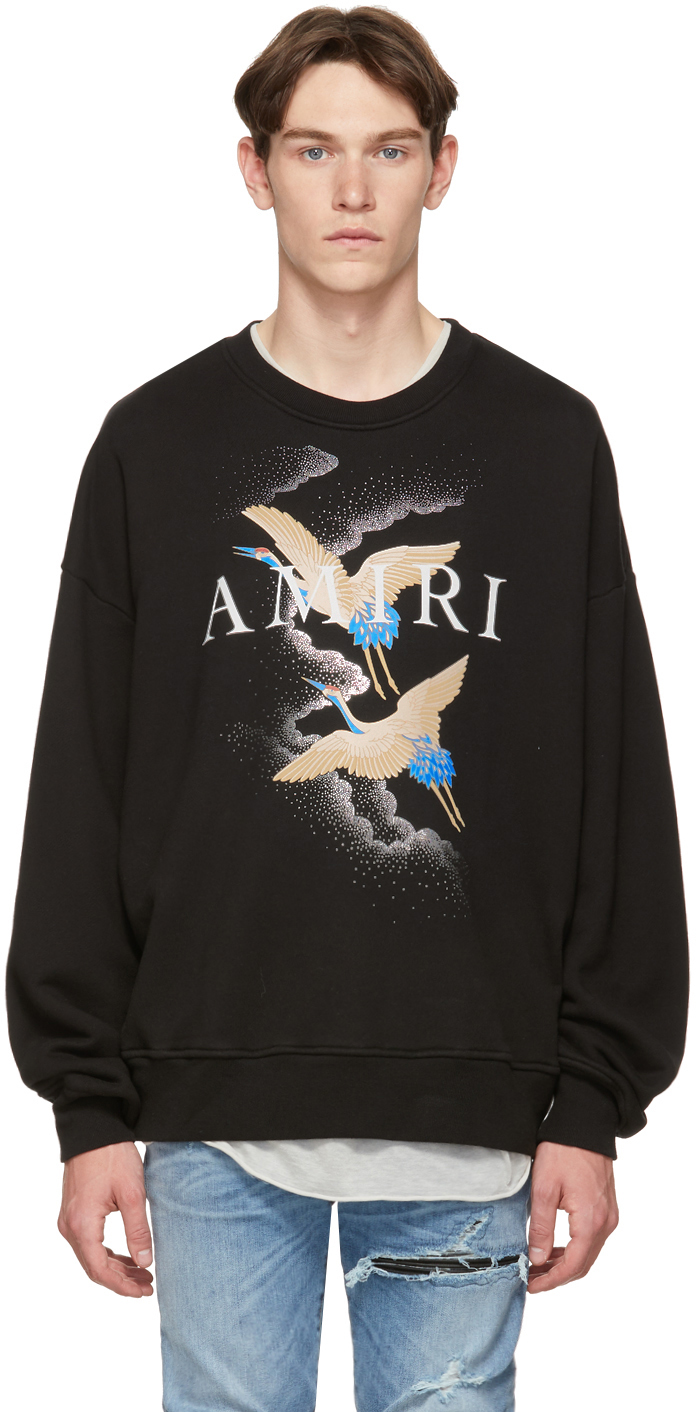 Amiri T-shirts Black Crane Sweatshirt