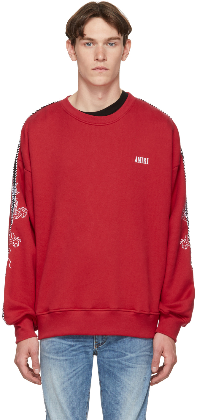 Amiri T-shirts Red Dragon Outline Sweatshirt